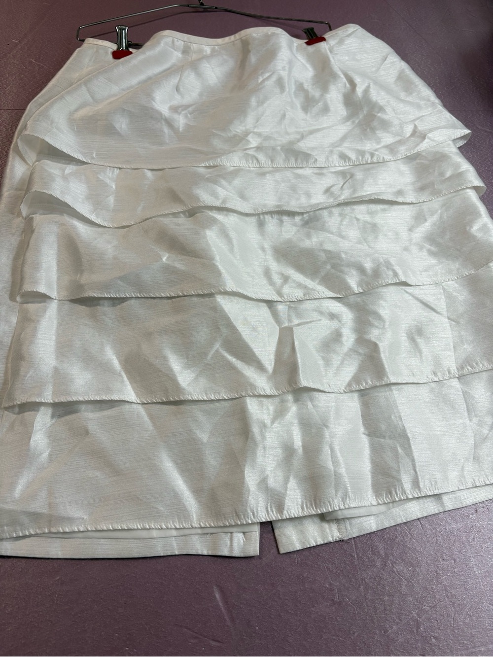 14W Skirt Elegant. Ruffled Tiers-Ivory A-Line.Ruffle,Sheen, Dressy, Isabella.